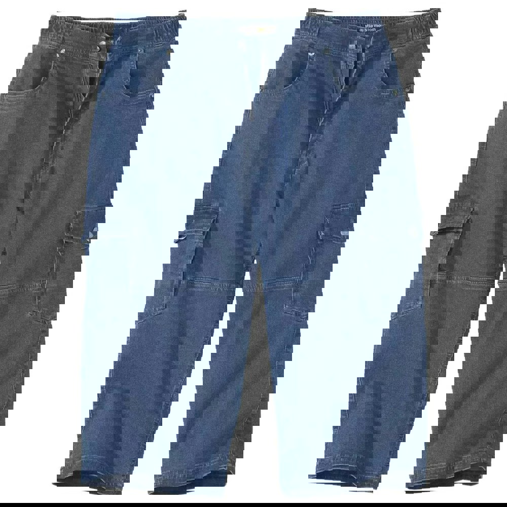 Atlas For Men Mens Denim Cropped Cargo Trousers - Blue
