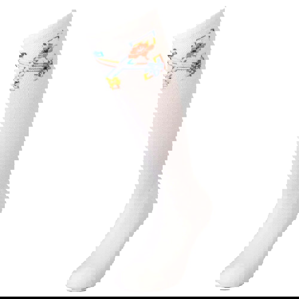 Off White Unisex Adult Floral Arrow Long Socks - Sand