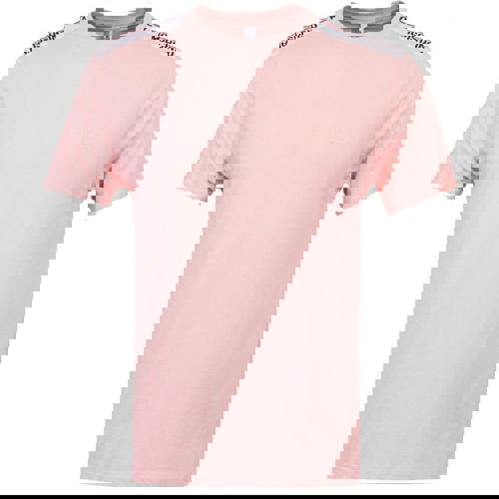Moschino Taped Shoulder Logo Pink T-Shirt XS