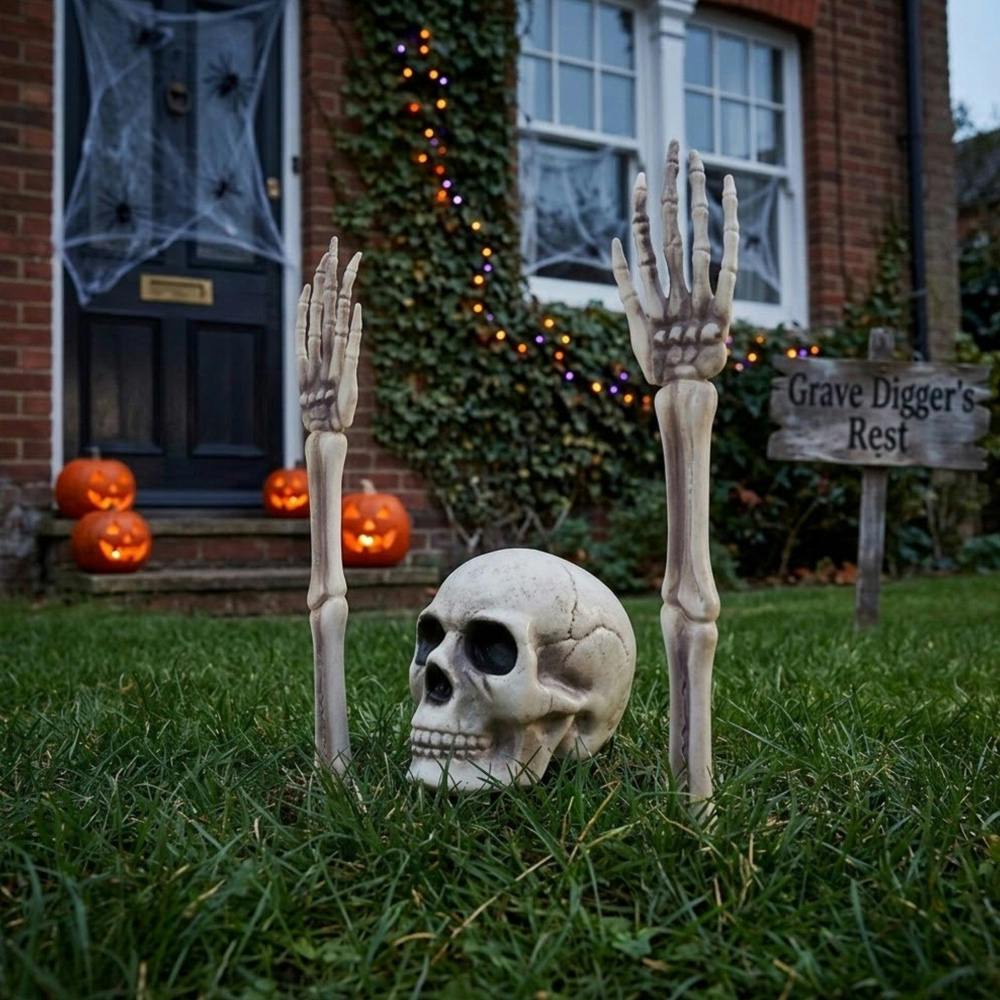 Garden Greatness Realistic Buried Skeleton Halloween Stake Set
