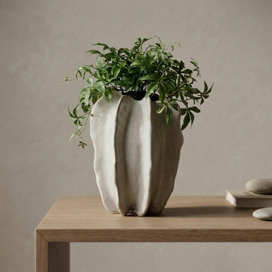 Garden Greatness Contemporary Sculptural Stoneware Vase