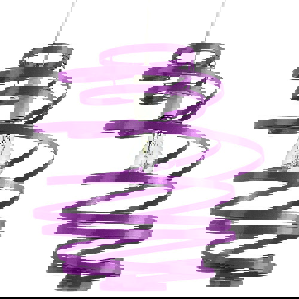 Contemporary Purple Gloss Metal Double Ribbon Spiral Swirl Ceiling Light Pendant Image 1
