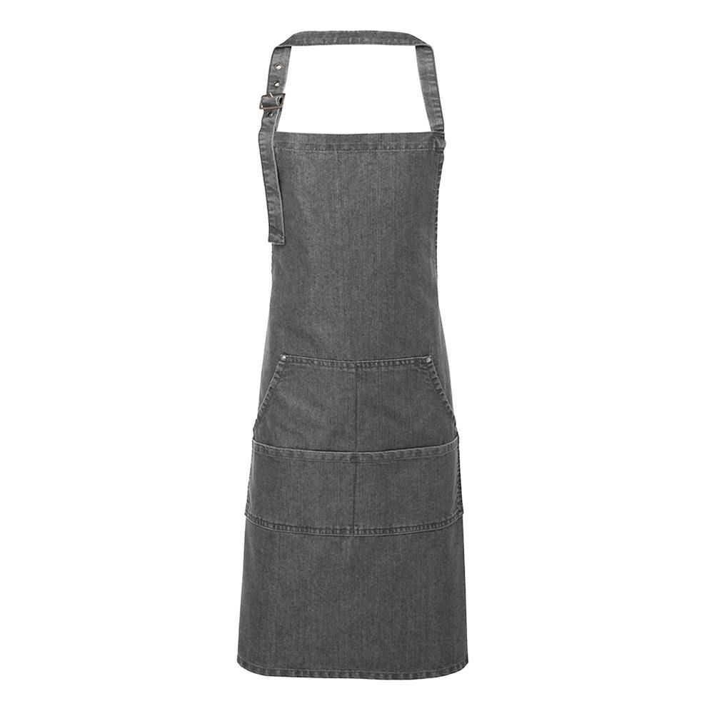 Premier Unisex Adult Colours Pocket Full Apron - Grey Denim - One Size - Grey Denim - 65% Polyester/35% Cotton Twill