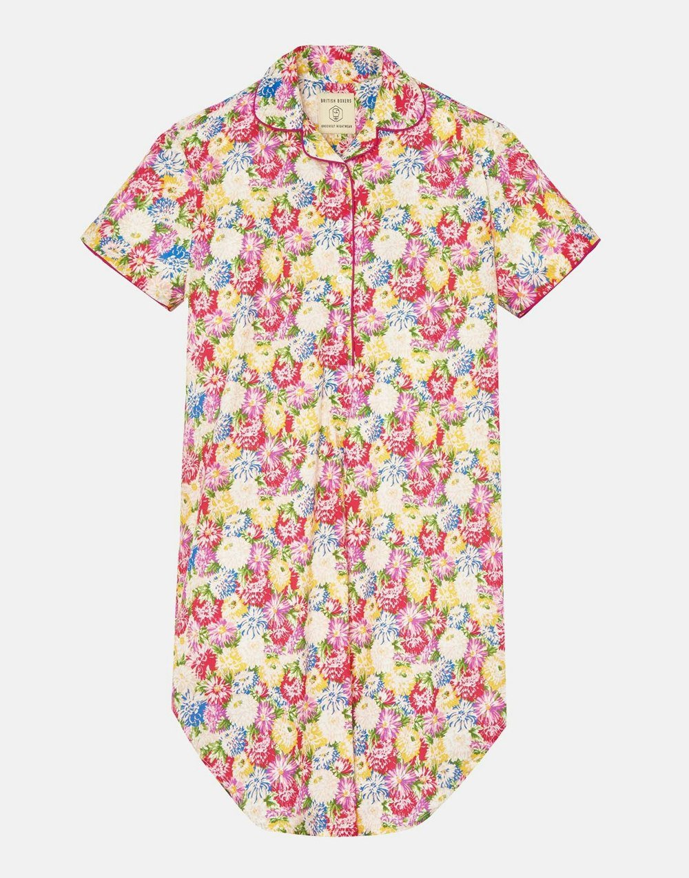 Women's Crisp Cotton Short Sleeve Nightshirt – Flower Bed - British Boxers