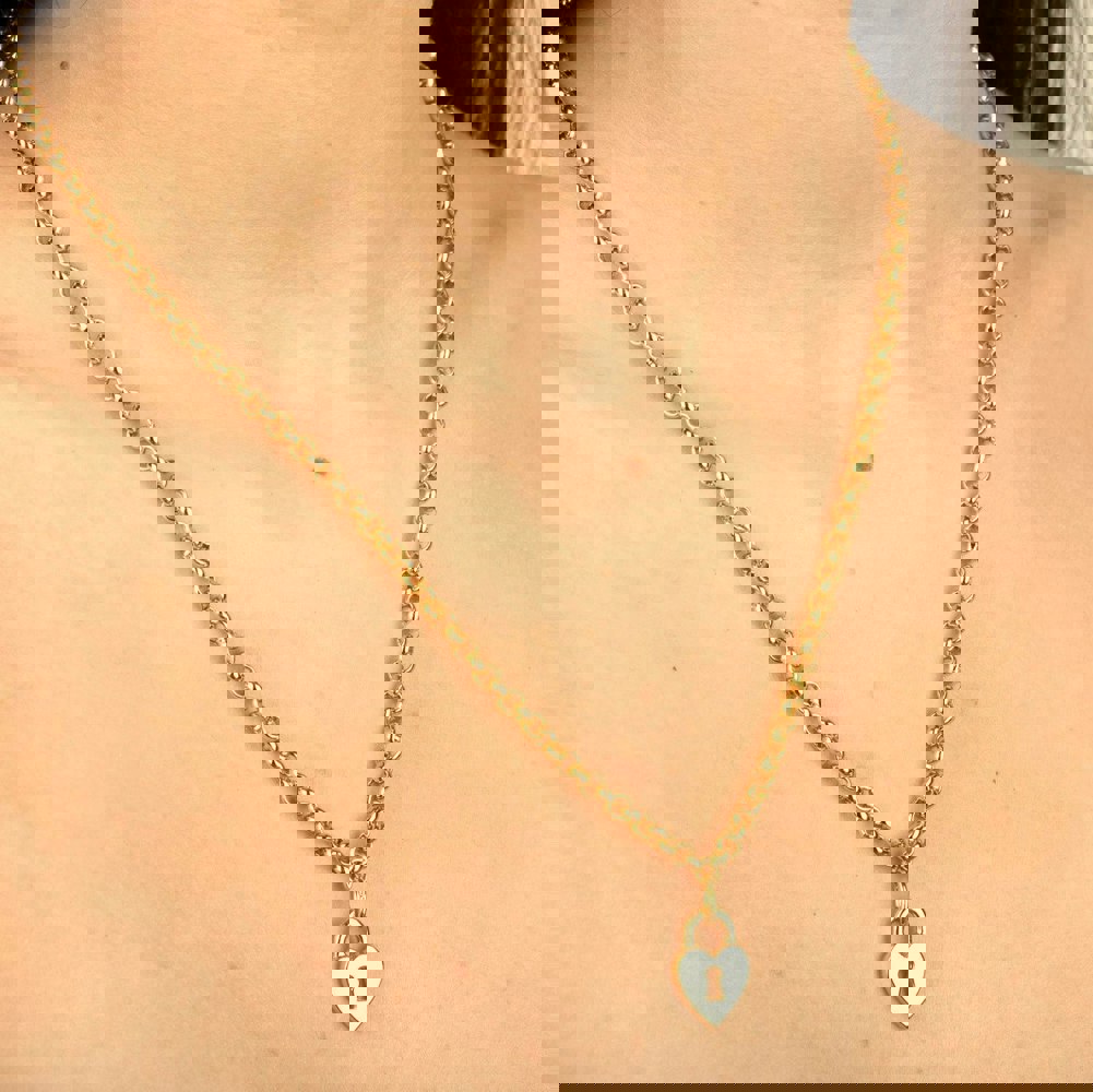 Gold Trip Vintage Heart Padlock Charm Necklace