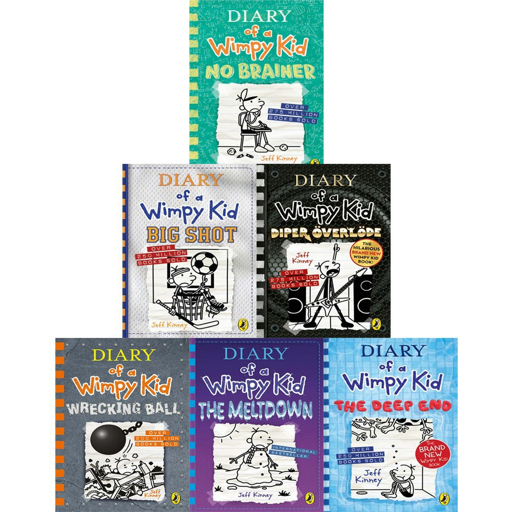 Diary of Wimpy Kid 6 Book Set by Jeff Kinney No Brainer, Diper Overlode, Big Shot & 3 more