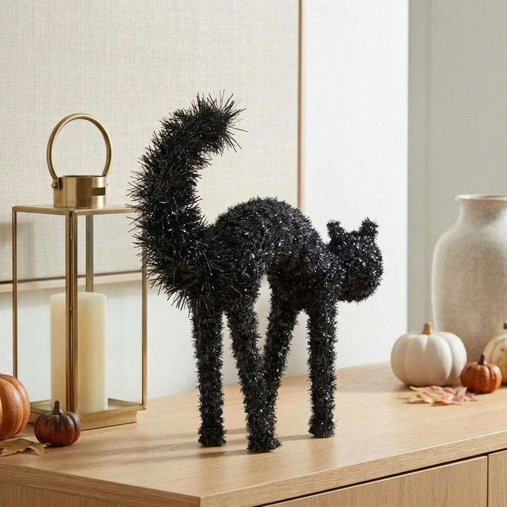 Garden Greatness Spooky Sparkling Tinsel Cat Decoration