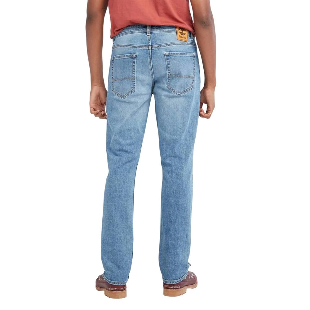 Timberland Mens Sandown Stretch Leather Patch Slim Jeans - Denim