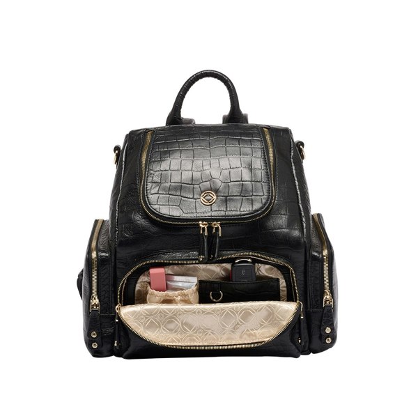 KeriKit England Amber Midi Embossed Leather Backpack - Black