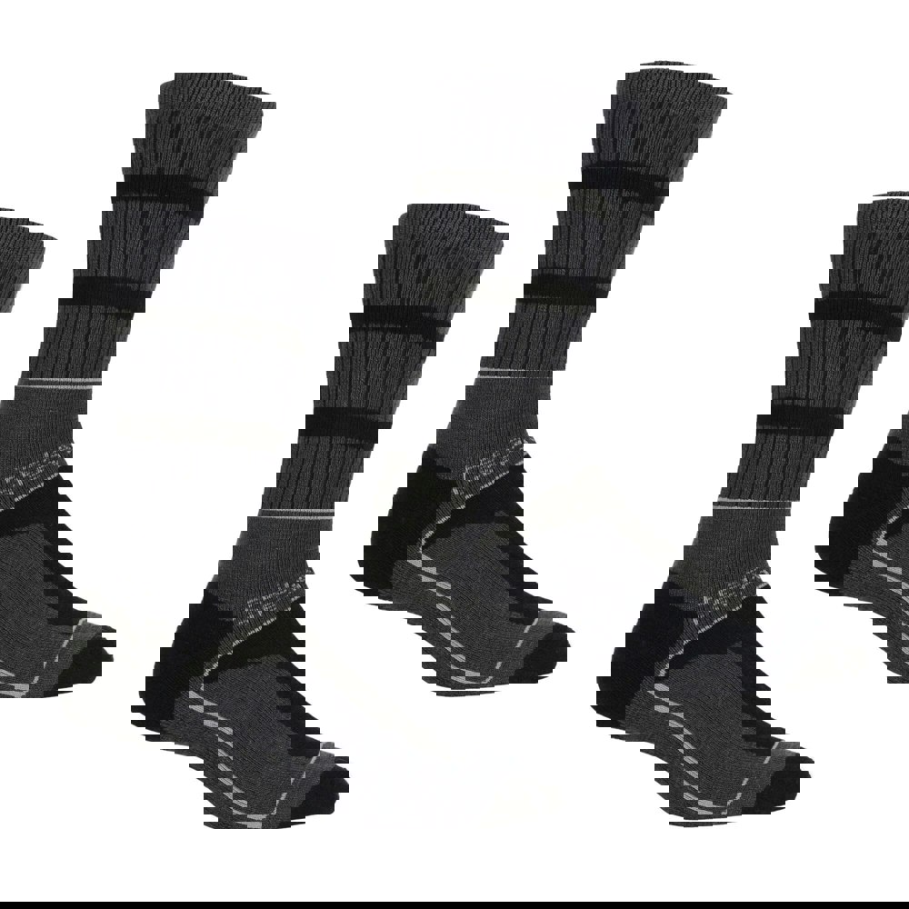 Regatta Mens Samaris 3 Season Socks (Pack of 2) - Black/Dark Steel