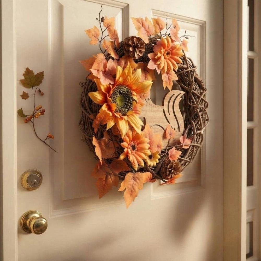 Garden Greatness Natural Autumn Squirrel Wreath