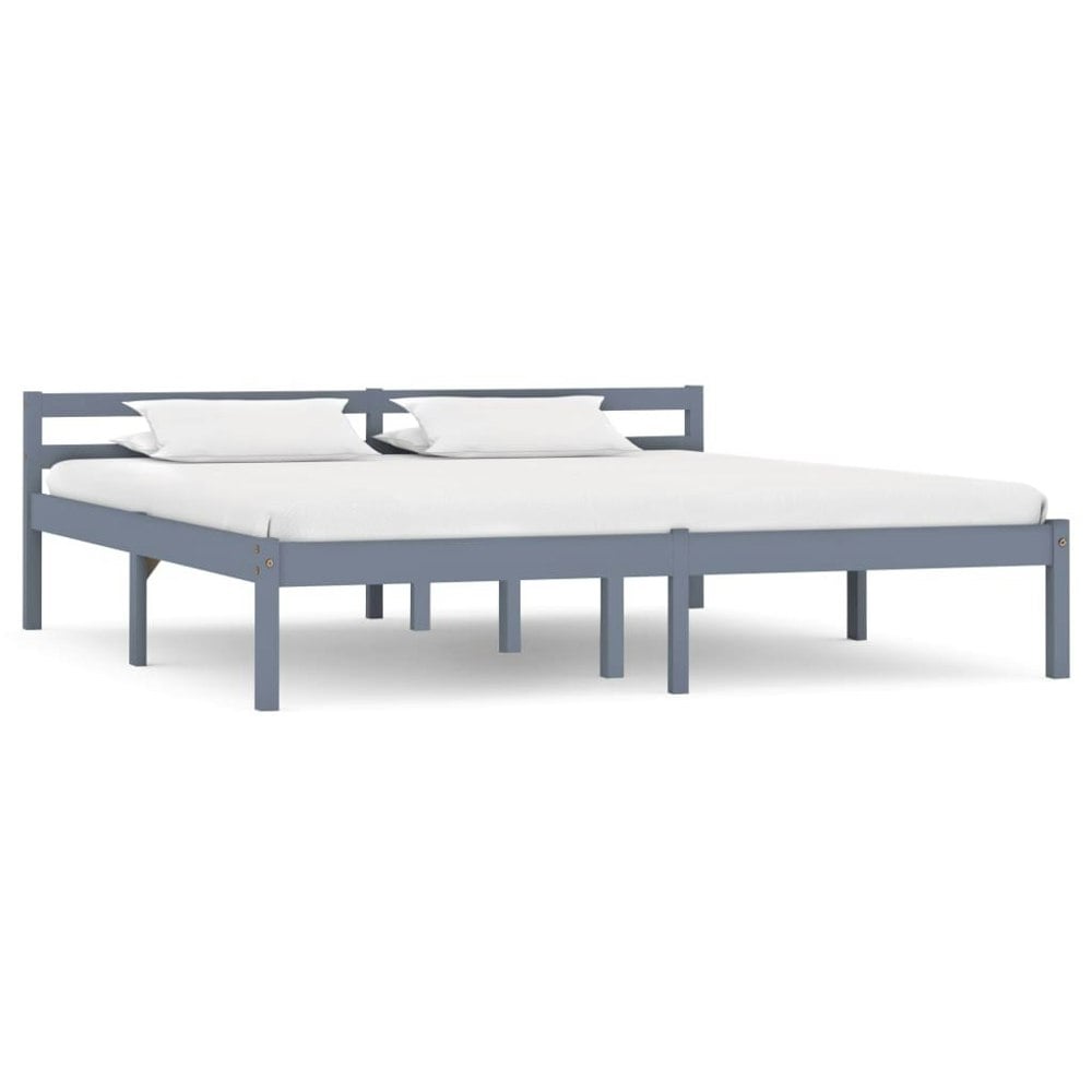 Berkfield Bed Frame Grey Solid Pine Wood 180x200 cm 6FT Super King