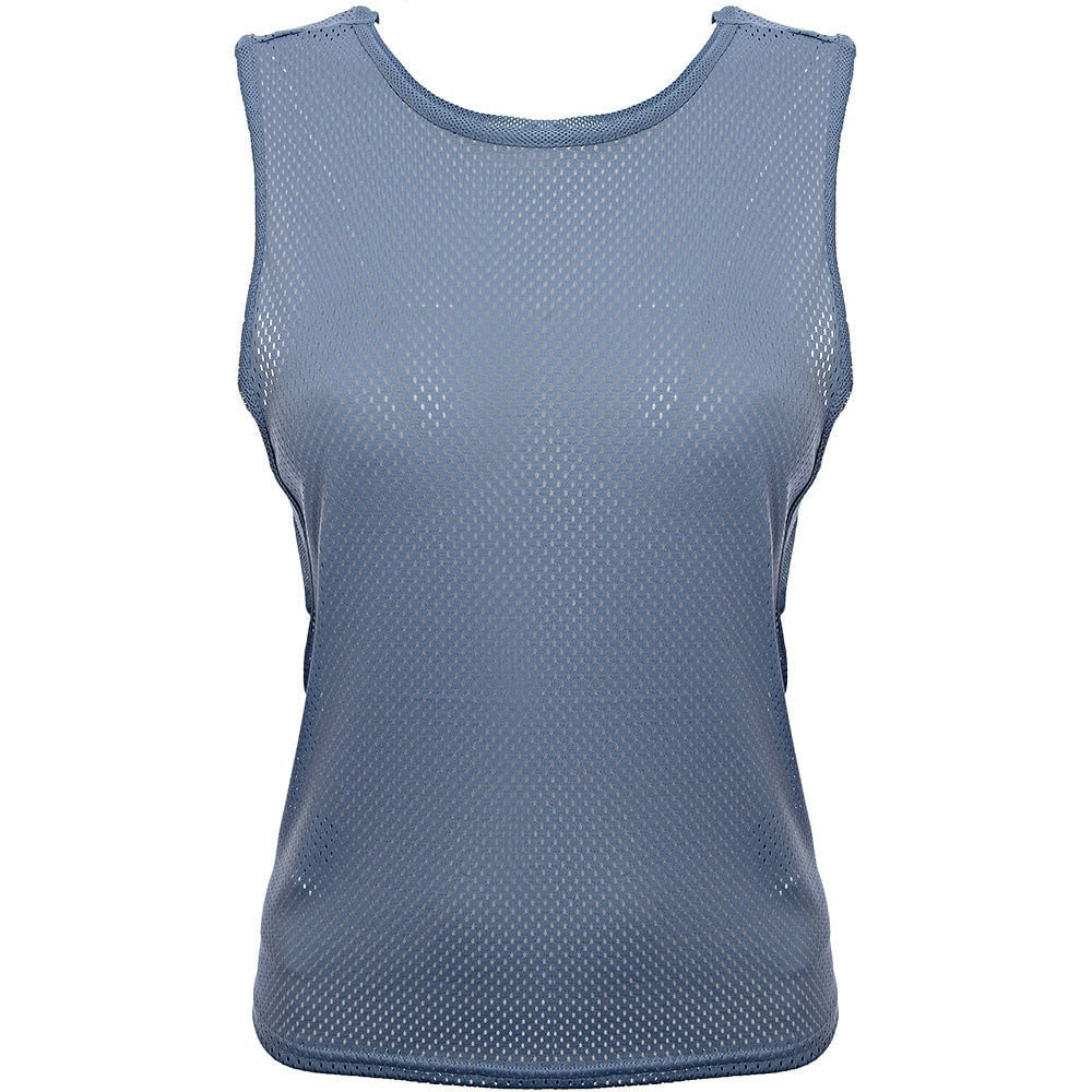 Under Armour Womens Training HeatGear Muscle Mesh Tank in Washed Blue