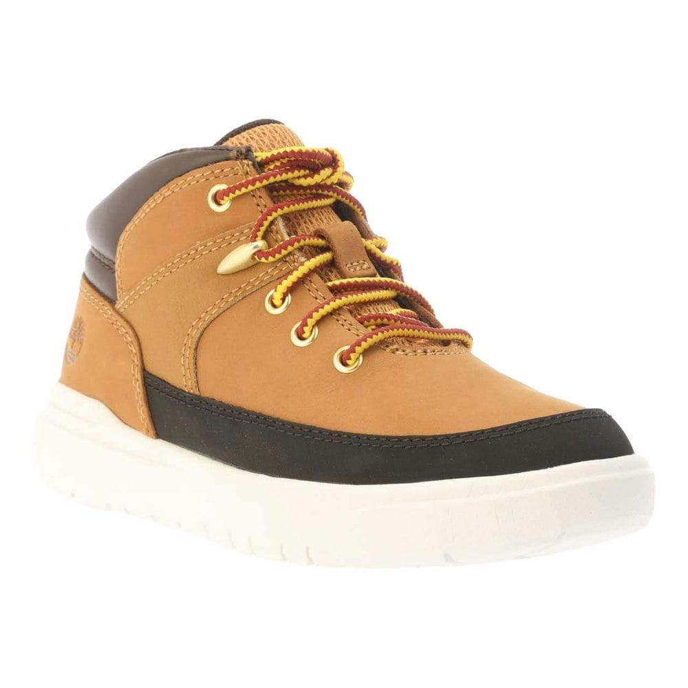 Timberland Kids Seneca Bay Leather Mid Cut Lace Up Hiking Boots - Wheat