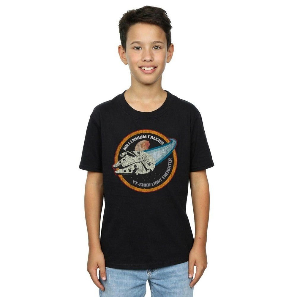 Star Wars Boys Millennium Falcon Badge T-Shirt - Black