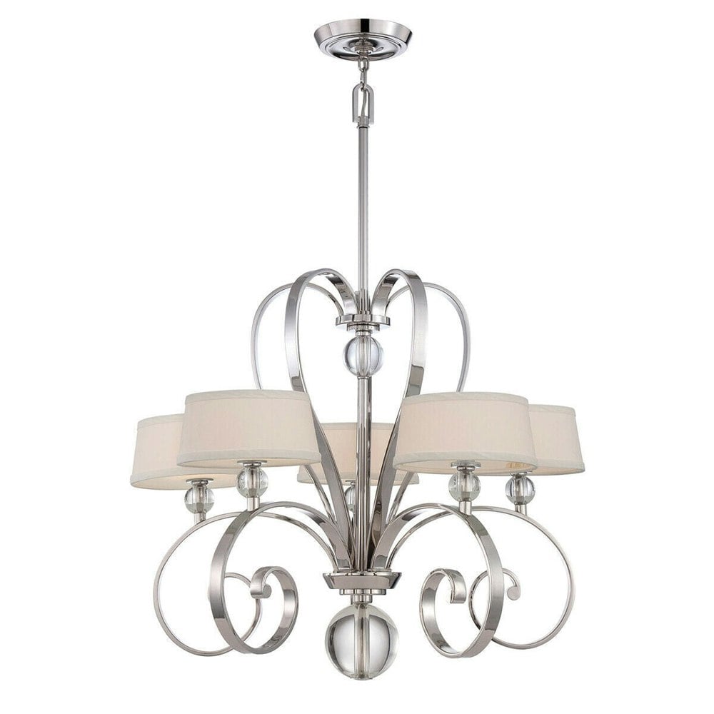 5 Bulb Chandelier Hanging Pendant LIght Imperial Silver LED G9 3.5W Bulb Loops