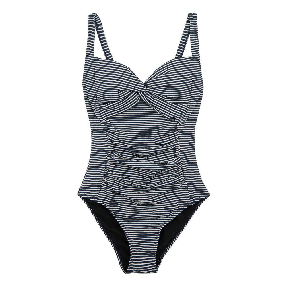 Regatta Womens/Ladies Stripe Seersucker Tummy Control One Piece Swimsuit - Navy/White