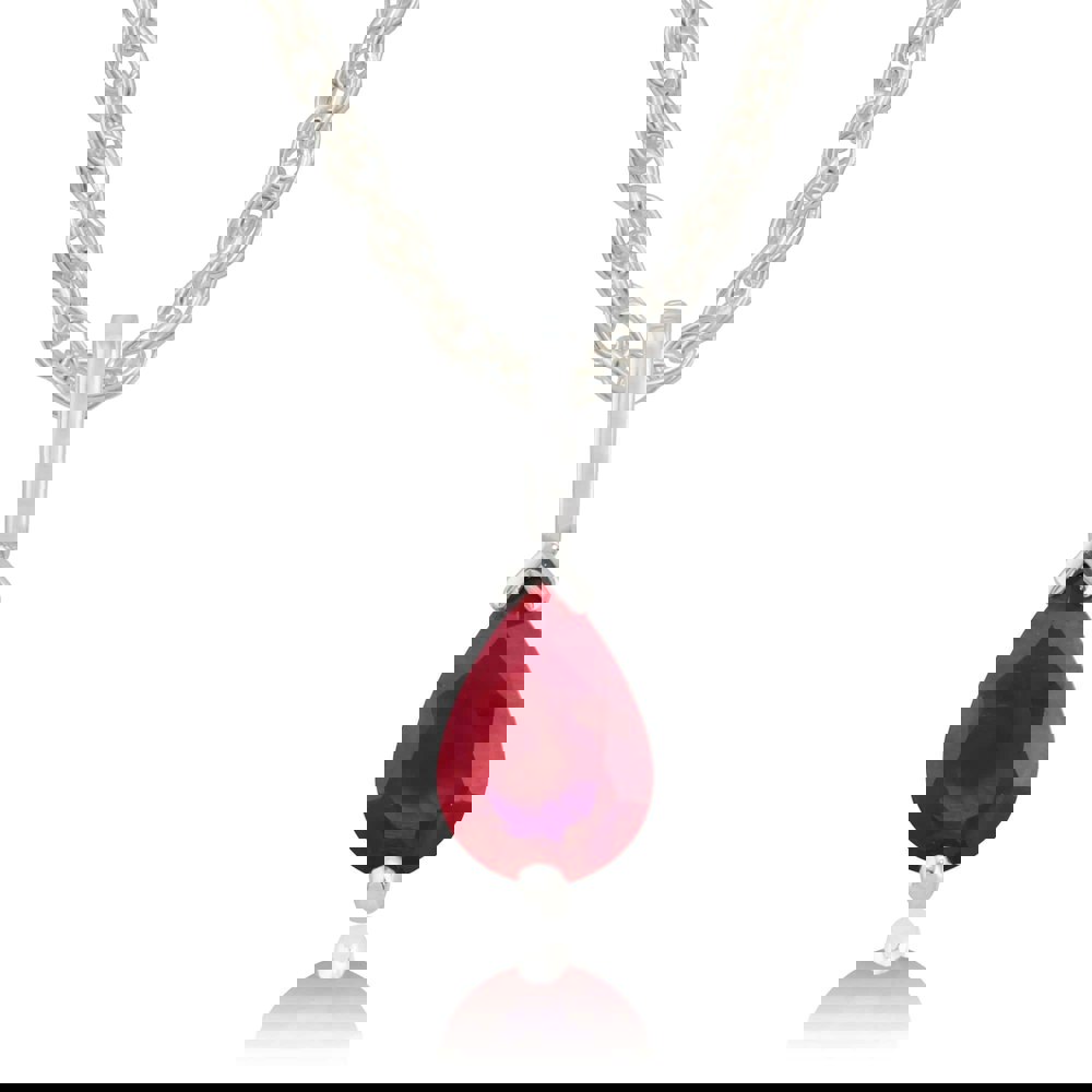 Classic Pear Ruby Pendant in 9ct White Gold