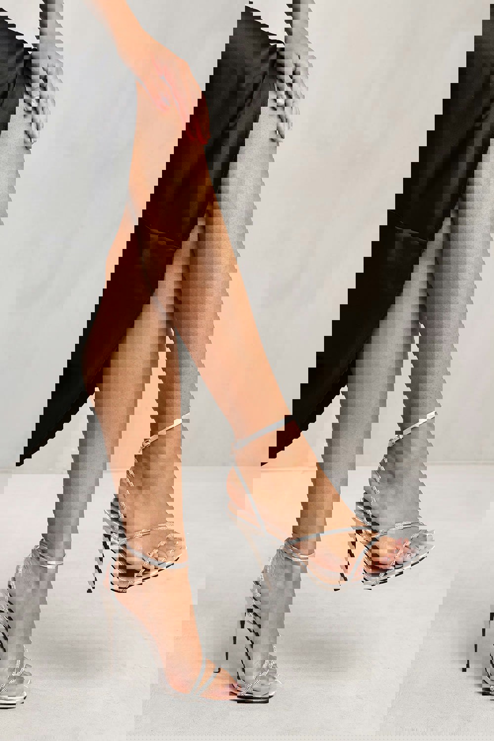 Where's That From Nymra Stiletto High Heel With Diamante Detailed Strap in Silver