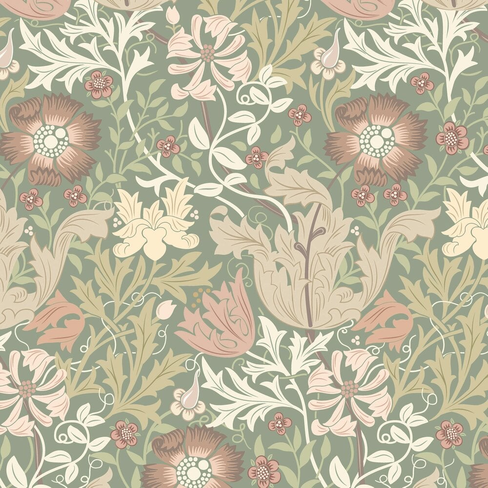 Hoopla Walls Honeysuckle & Tulip - Sage & Mocha 10m Wallpaper