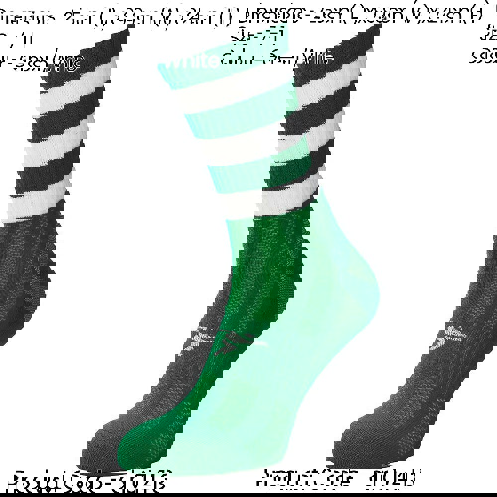 ADULT Size 7-11 Hooped Stripe Football Crew Socks GREEN/WHITE Training Ankle