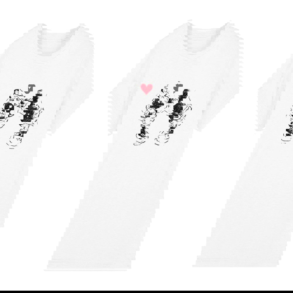 Disney Childrens/Kids Mickey & Minnie Mouse Kiss Sketch Valentine`s Day T-Shirt - White