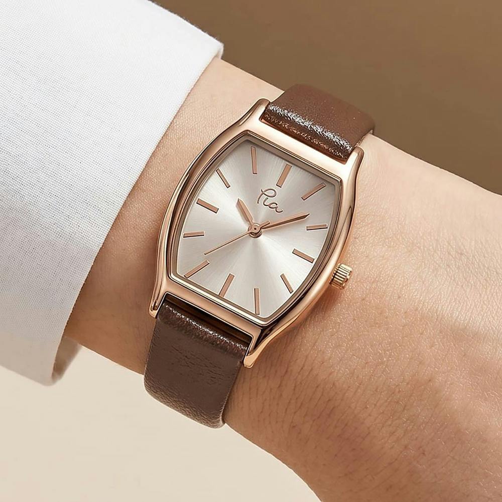 Pia A Moment in Time Wine Leather Rose Gold Watch