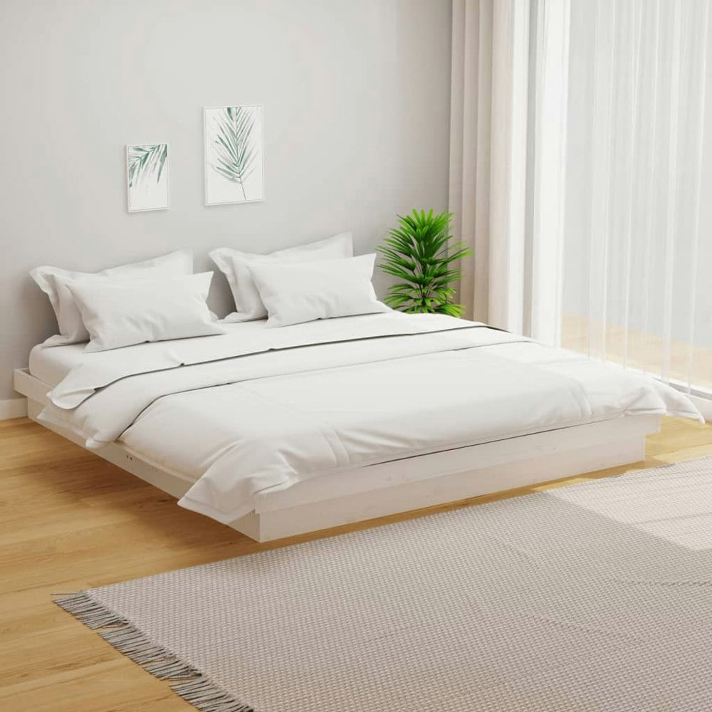 Berkfield Bed Frame White Solid Wood Pine 200x200 cm