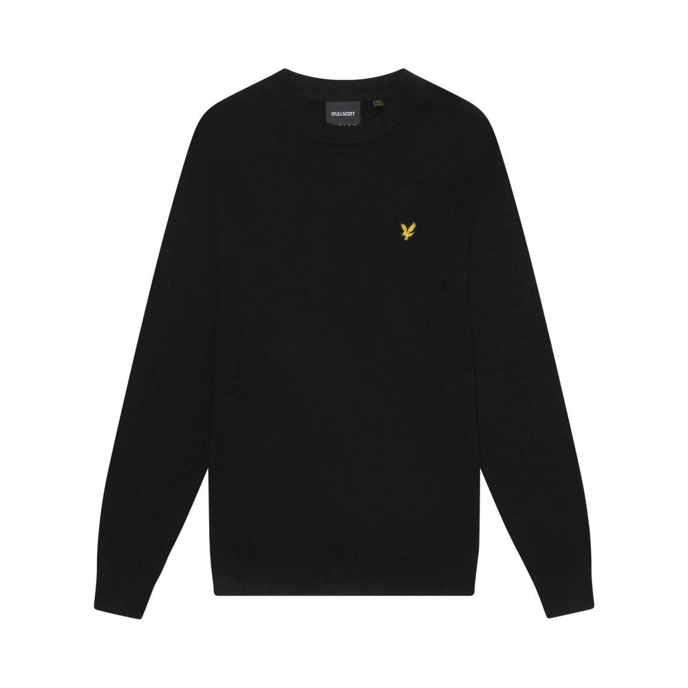 Lyle & Scott Mens Cotton Merino Crew Neck Jumper - Jet Black