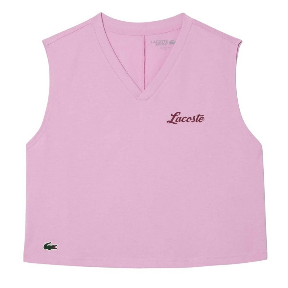 Lacoste Womens Cotton Ultra Dry Sports Crop Top - Pink