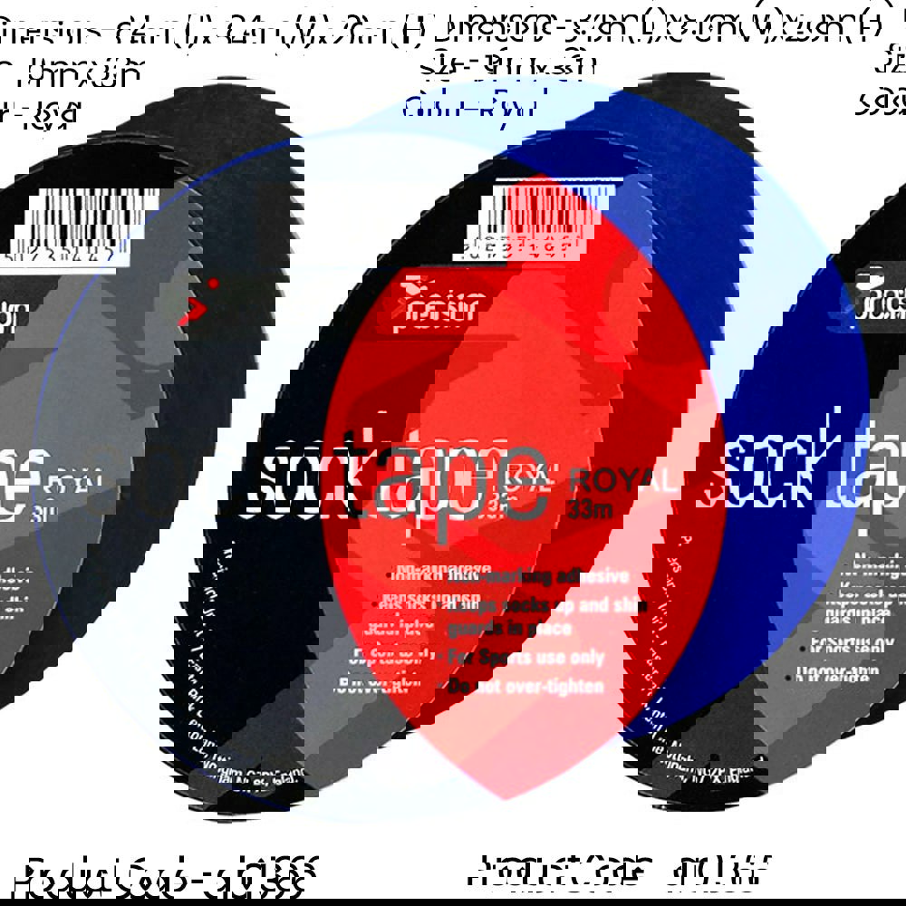 10 PACK - 19mm x 33m ROYAL BLUE Sock Tape - Football Shin Guard Pads Holder Tape