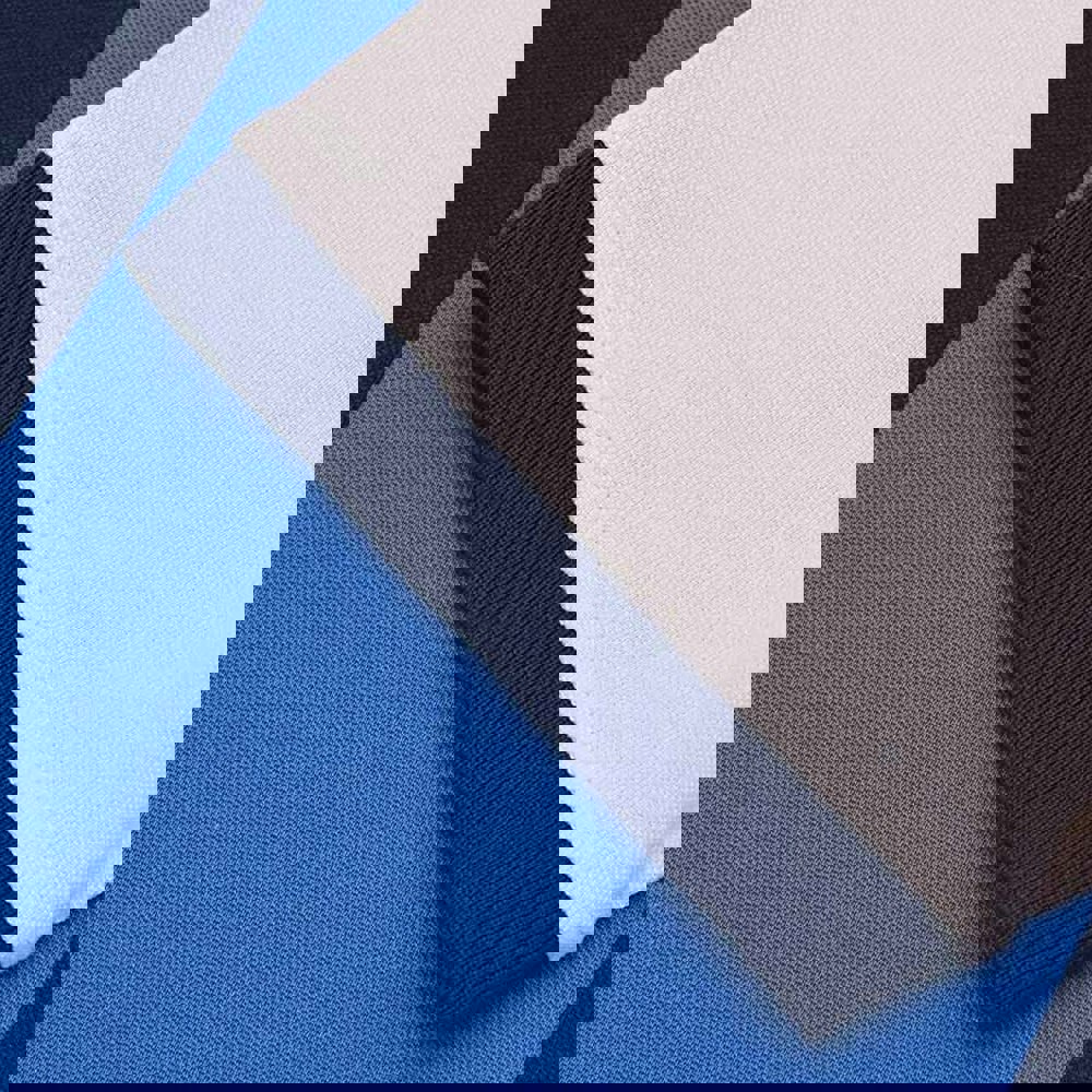 Lambretta Mens Vintage Panelled Polo Shirt - Whitecap Grey/Dark Blue/Navy