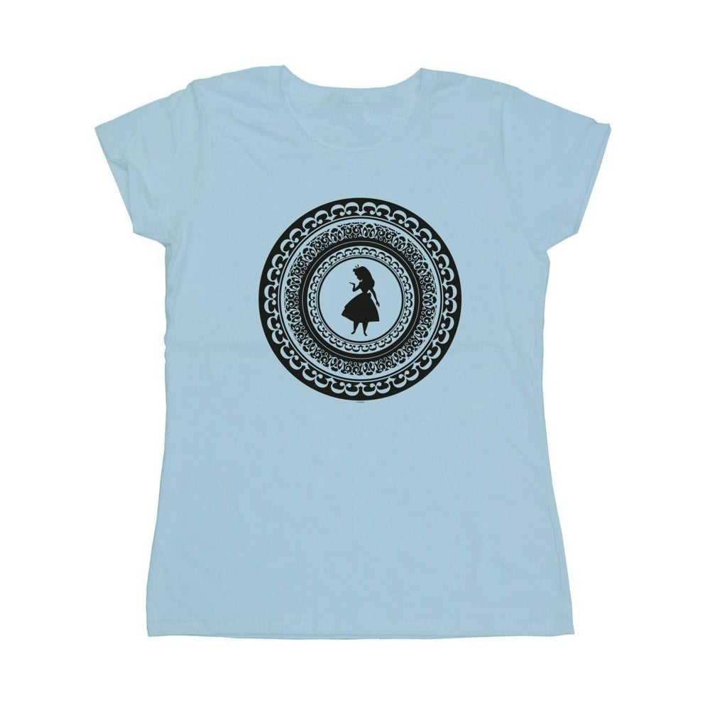 Disney Womens/Ladies Alice In Wonderland Circle Cotton T-Shirt - Baby Blue