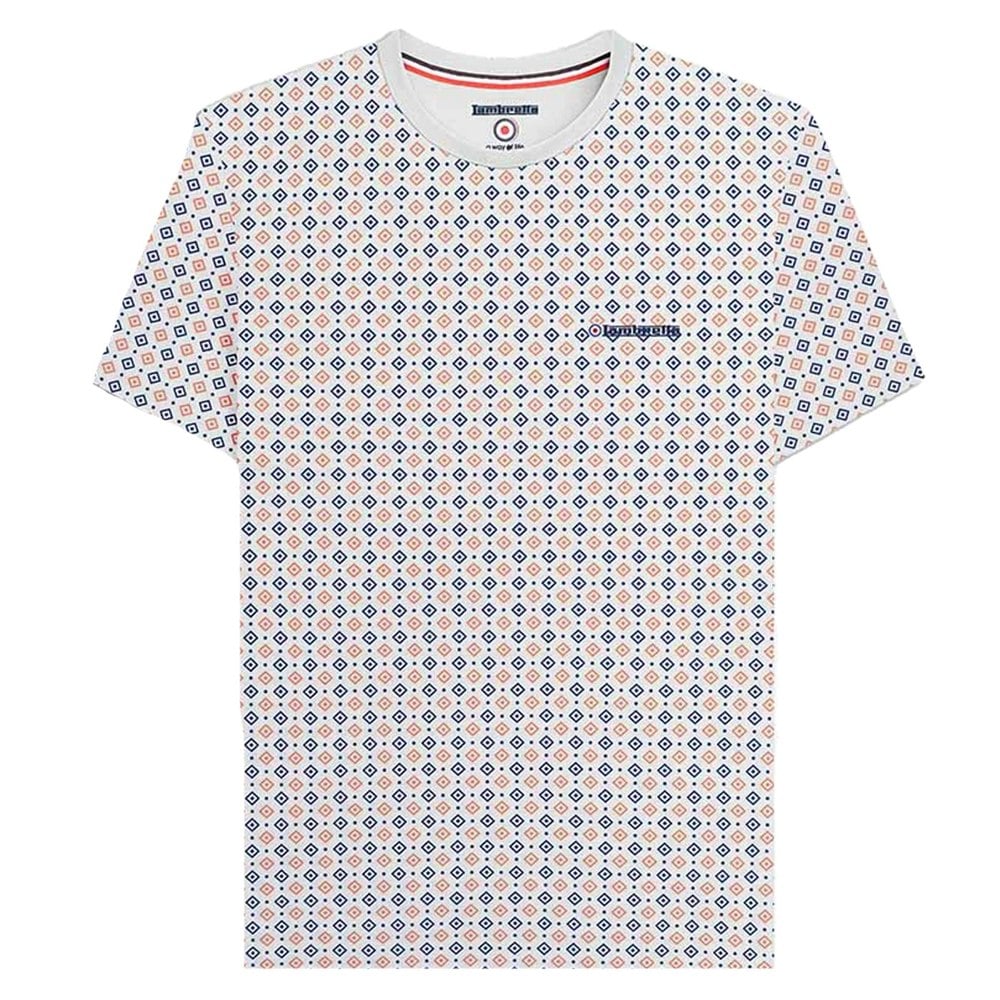 Lambretta Mens SS24 Geometric All-Over Print T-Shirt - White
