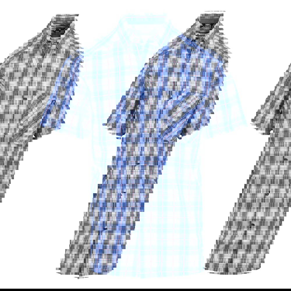 Regatta Mens Mindano IX Checked Short-Sleeved Shirt - White/Olympian Blue