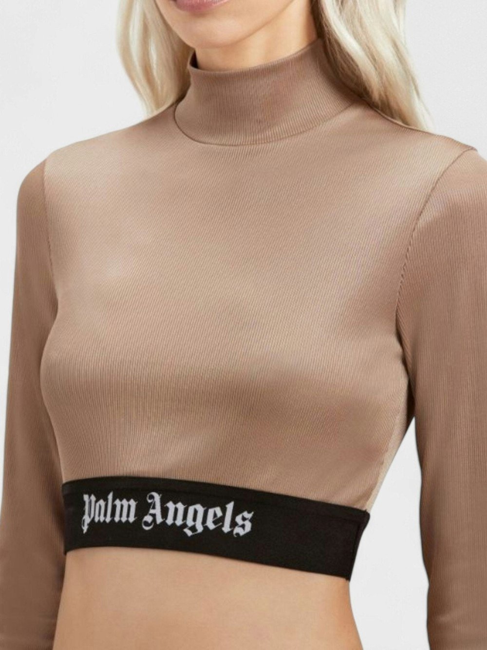 Palm Angels Logo Tape Skin Tee Camel Brown Wmns - Supplied FashionPalm Angels