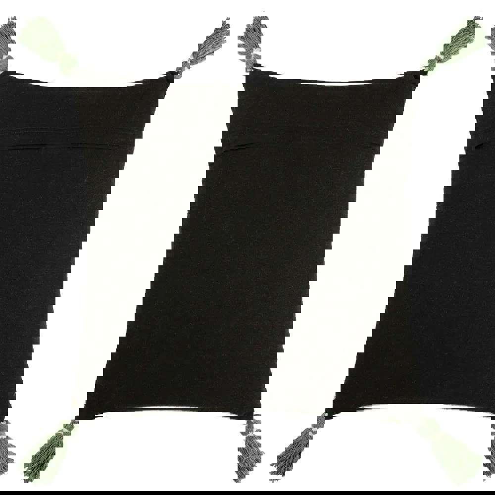 Wylder Midnight Jungle Velvet Tassel Cushion Cover - Noir