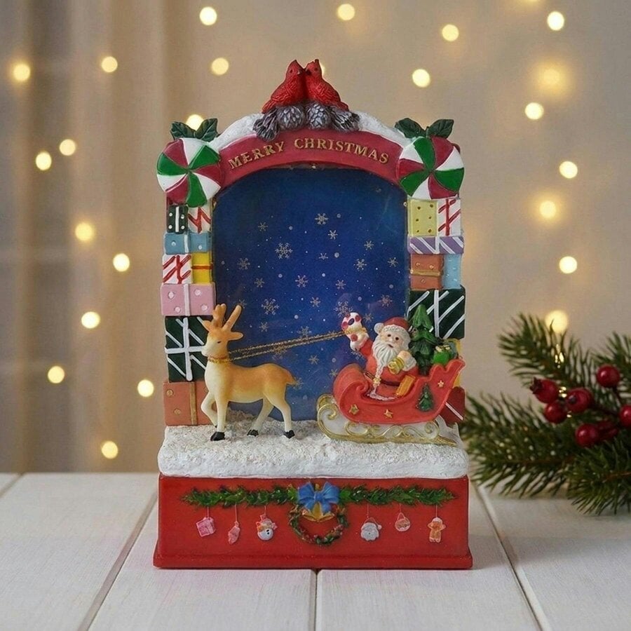 Garden Greatness Festive Santa Sleigh Reindeer Snowing Frame
