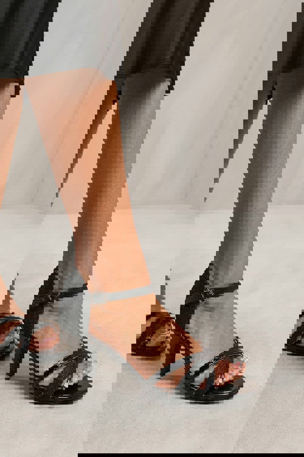 Where's That From Yardley Mid High Heel With Buckle Ankle Strap In Black