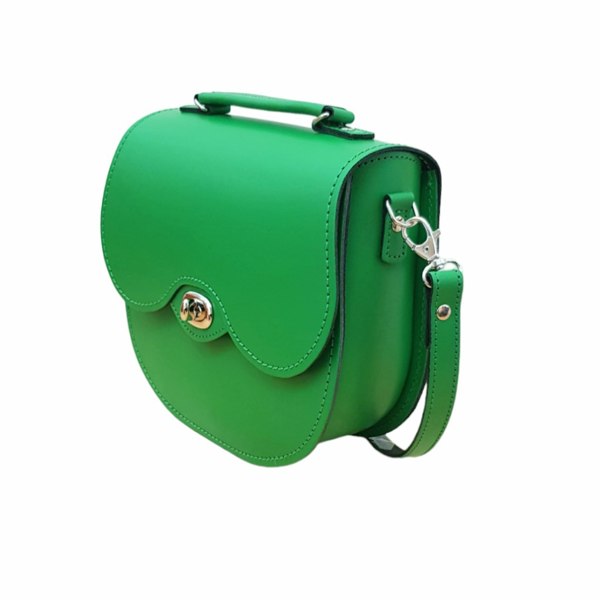 Zatchels Handmade Leather Twist Lock Saddle Bag - Green