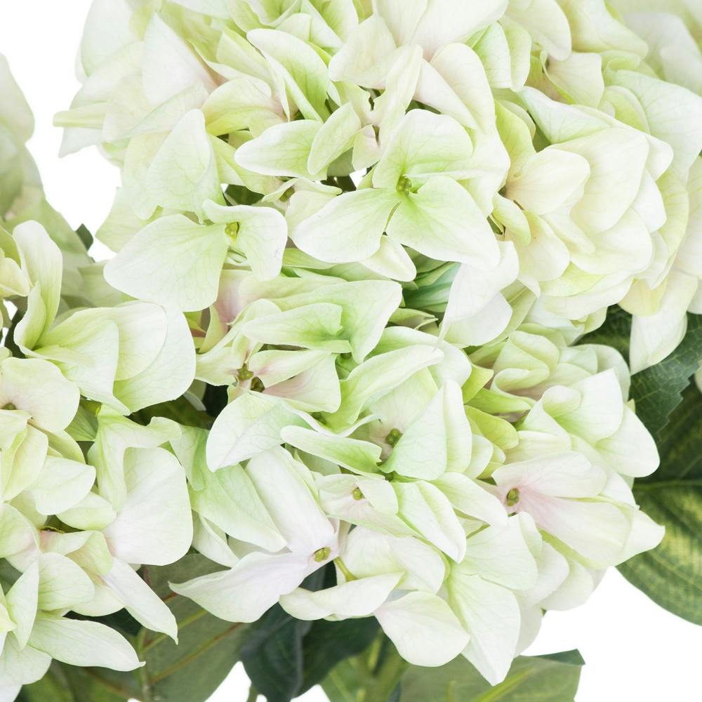 Wyld Haus Set of 3 Artificial Flowers Shabby Green Hydrangea Bouquet