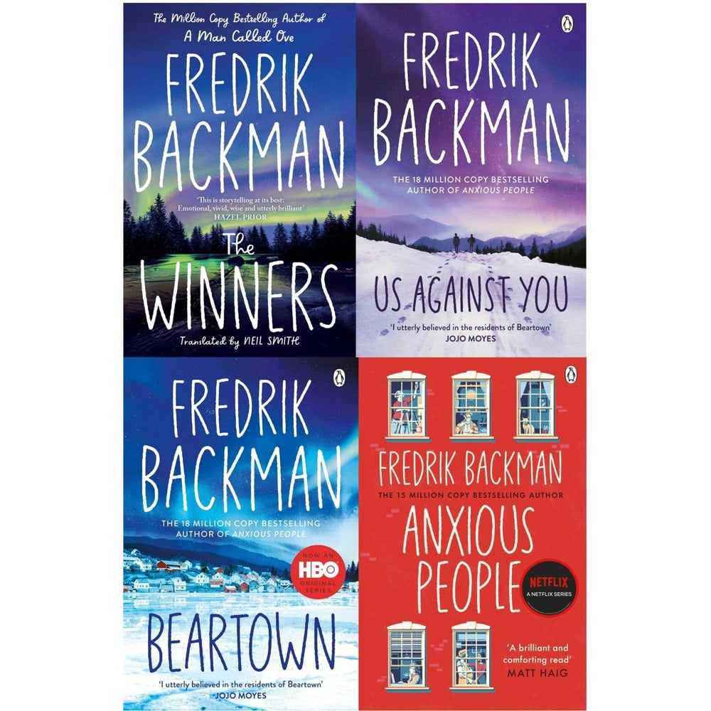 Fredrik Backman Beartown 4 Books Set The Winner, Us Against You, Beartown, Anxious People