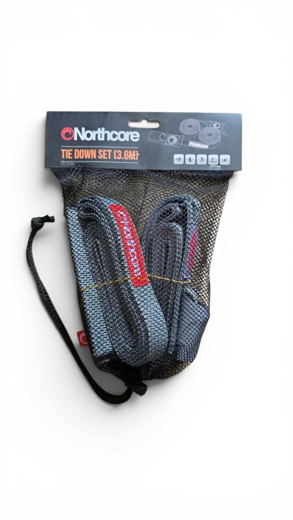 Northcore 3.6m Surfboard Roof Rack Tie Down Straps (Pair) Grey