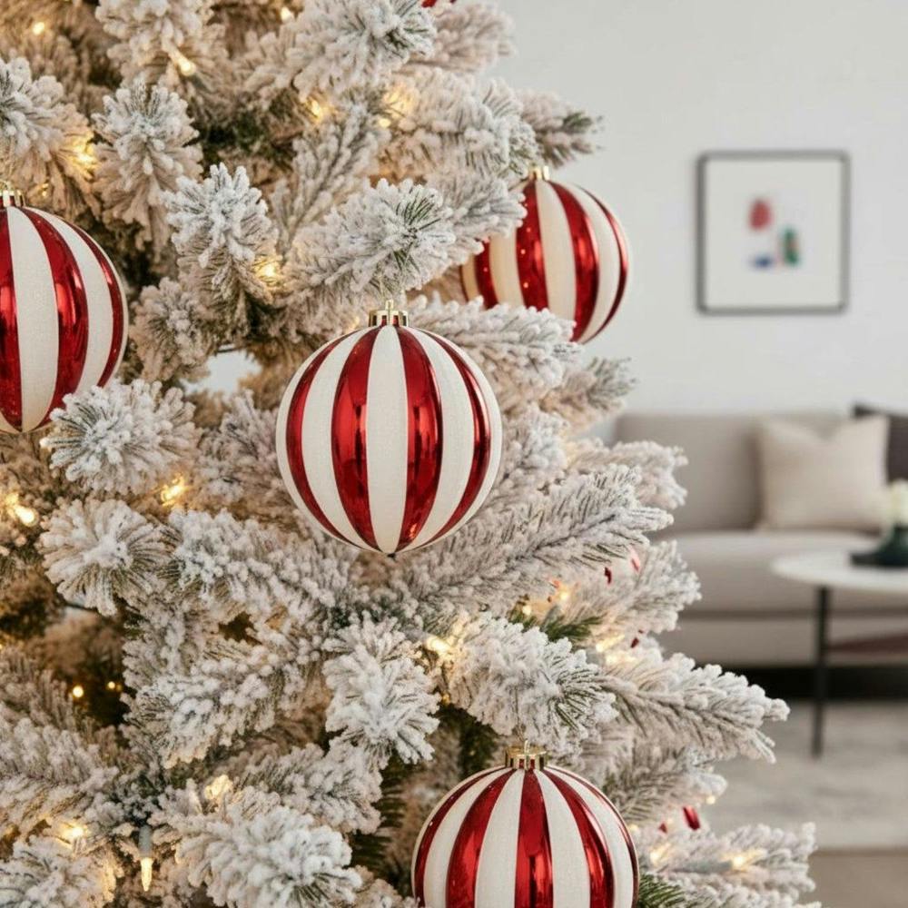 Garden Greatness Set Of 4 Large Hanging Candy Stripe Baubles