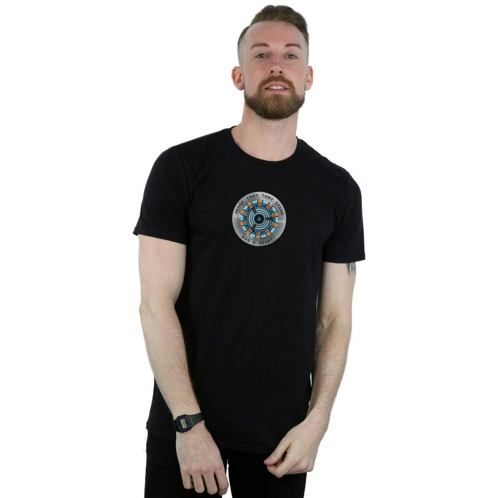 Marvel Mens Avengers Endgame Tony Stark Heart T-Shirt - Black