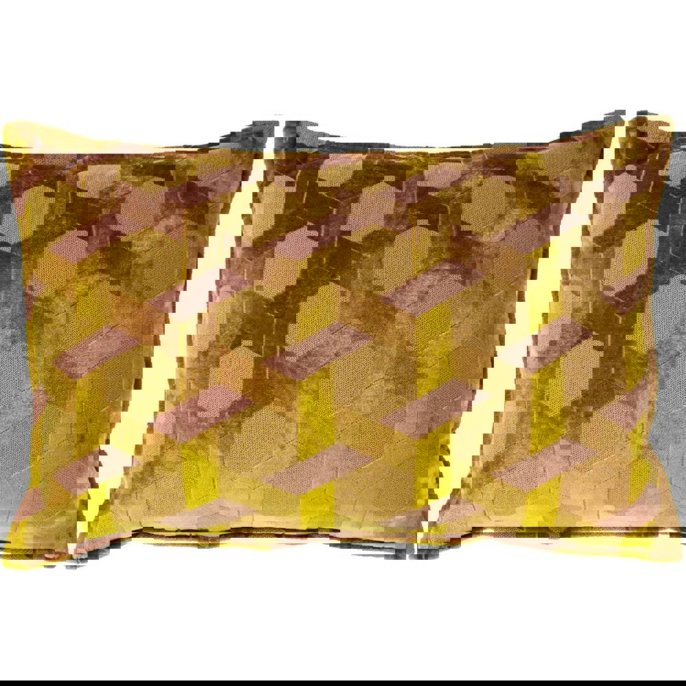 Paoletti Delano Cushion Cover - Ochre Yellow/Blush Pink
