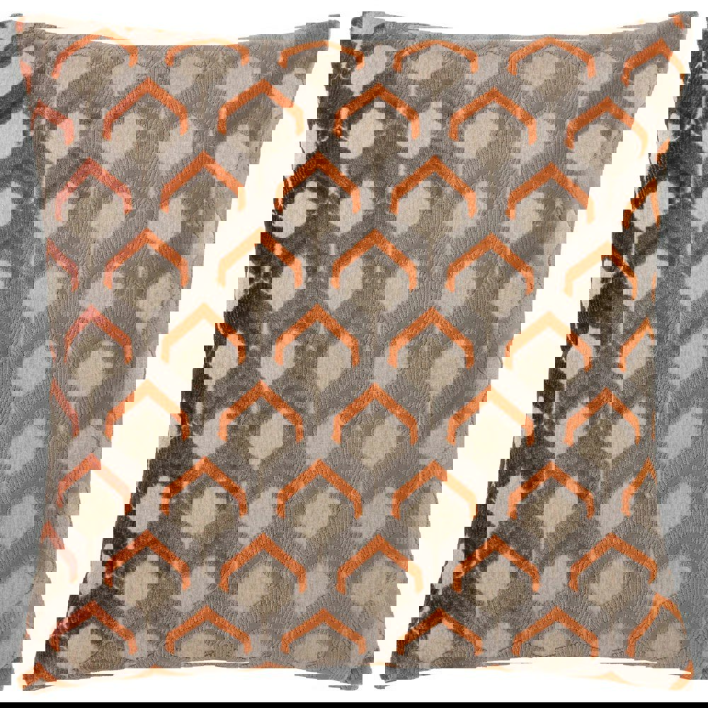 Paoletti Ledbury Jacquard Cushion Cover - Ginger/Grey