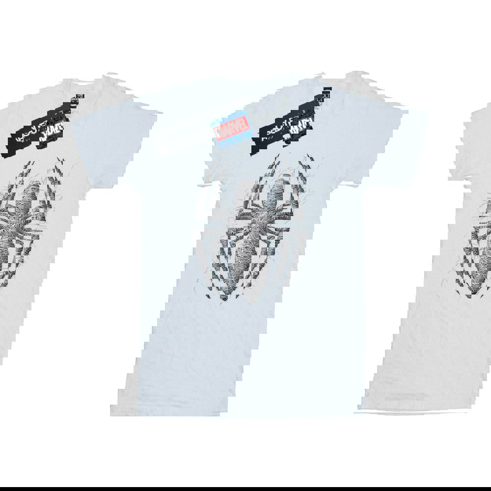 Marvel Mens Spider-Man Web Logo T-Shirt - White
