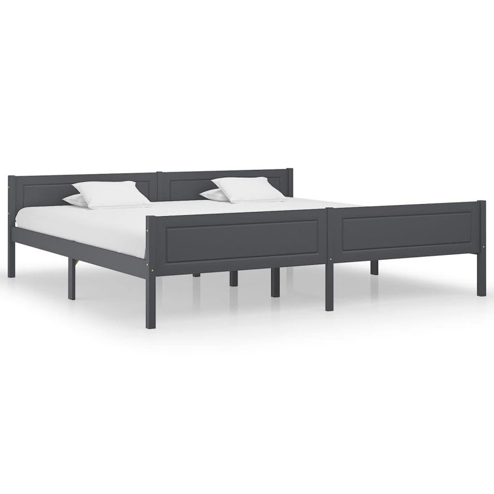 Berkfield Bed Frame Solid Pinewood Grey 200x200 cm