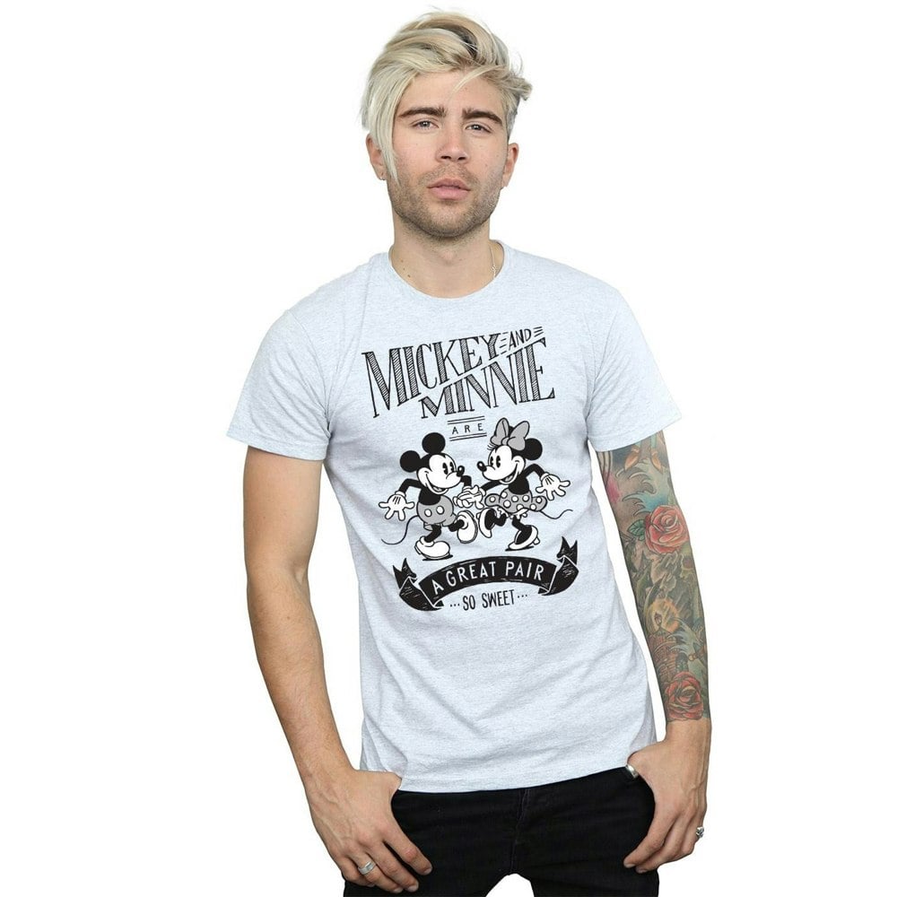 Disney Mens Mickey And Minnie Mouse Great Pair T-Shirt - Sports Grey